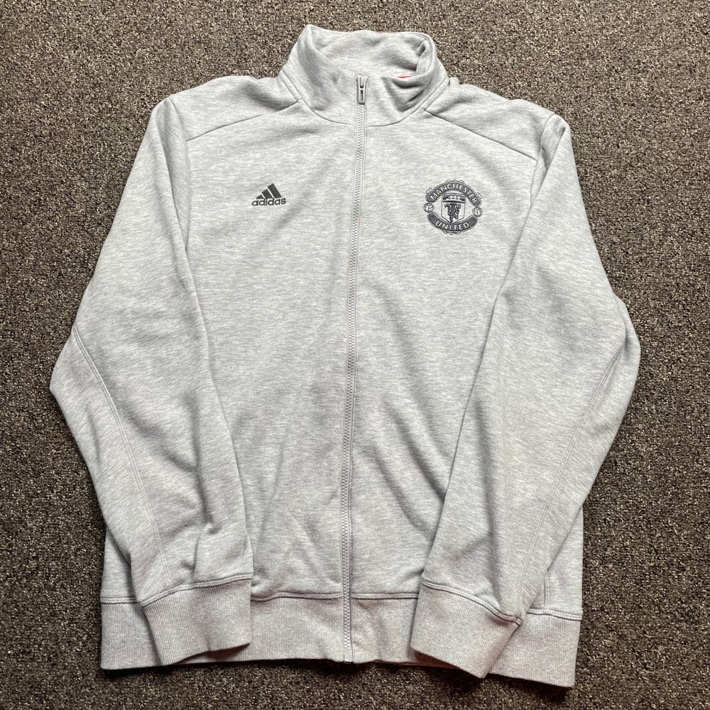 Adidas Manchester United Full Zip Track Jacket Gray Mens Large Soccer Football - Picture 2 of 8